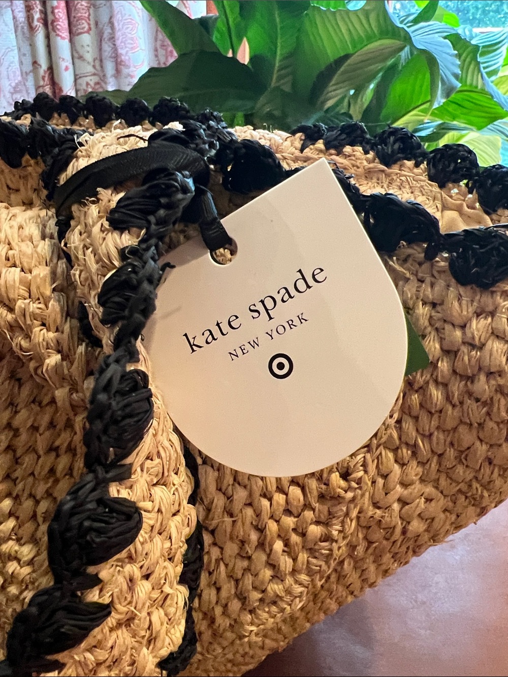 Kate Spade x Target Raffia Bow Tote Bag in Natural with Black Trim - Picture 12 of 12